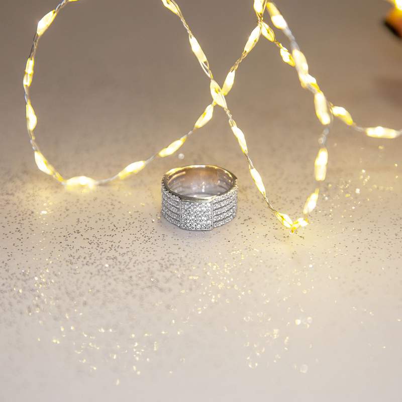 Bague argent 925 carré zirconias - vue D4