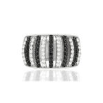 Bague argent 925 et ruthénium noir, spinelles noires et zirconias - vue 3