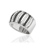 Bague argent 925 et ruthénium noir, spinelles noires et zirconias - vue D1