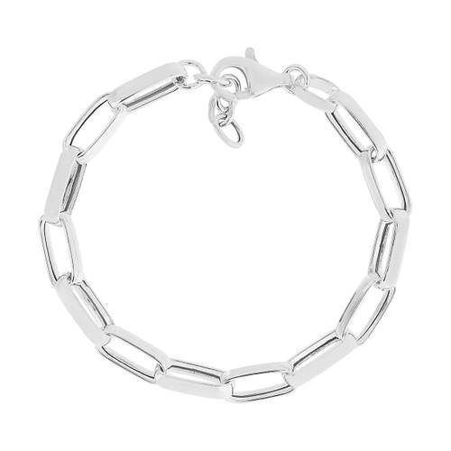 Bracelet argent 925, mailles rectangulaires 21 cm.