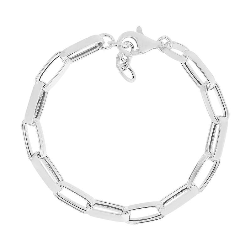 Bracelet argent 925, mailles rectangulaires 21 cm. - vue 1