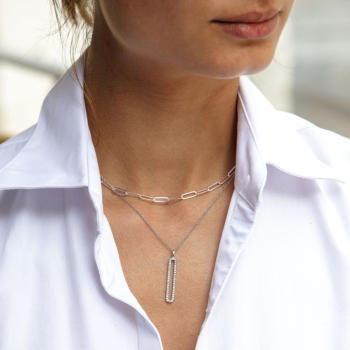 Collier argent 925 zirconias 45 cm