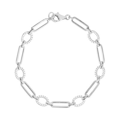 Bracelet argent 925, zirconias 19 cm - vue 1