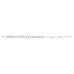 Bracelet argent 925 maille gourmette, double chaine coeur, zirconias 19 cm - vue 1
