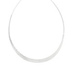 Collier maille plate argent 925 style Cléopâtre diamanté 44 cm - vue 2