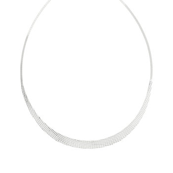 Collier maille plate argent 925 style Cléopâtre diamanté 44 cm