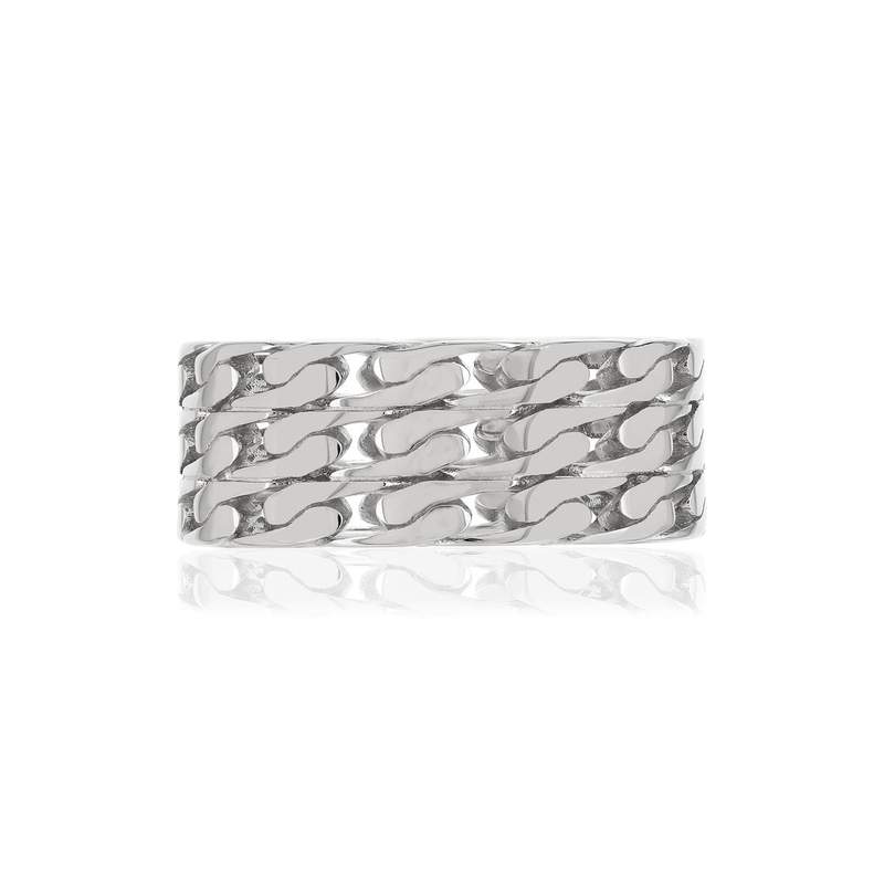 Bague argent 925 motif maille gourmette - vue 3