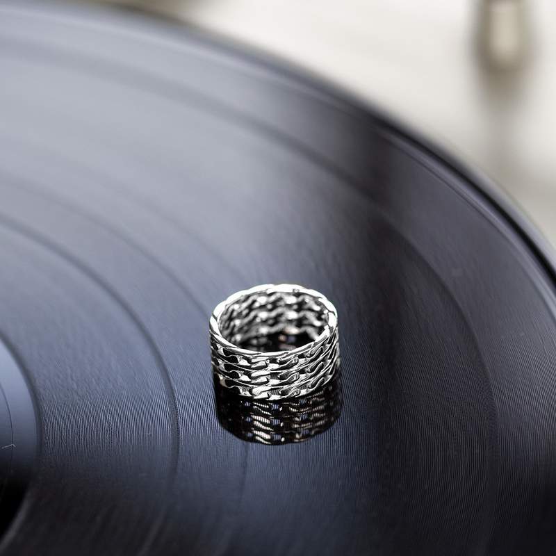 Bague argent 925 motif maille gourmette - vue D1