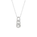 Collier argent 925 motif maille gourmette zirconia 45 cm - vue 1