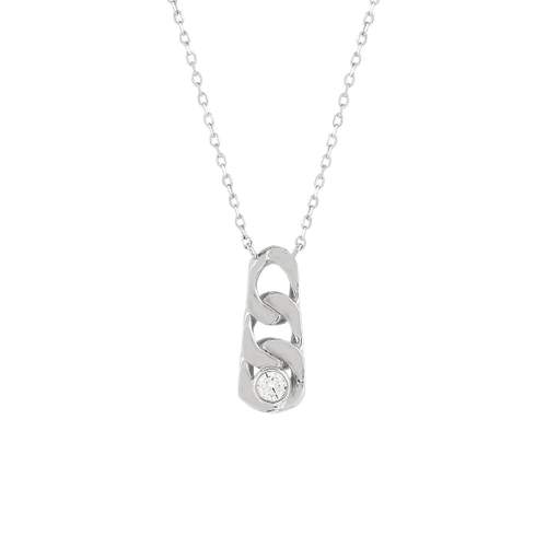 Collier argent 925 motif maille gourmette zirconia 45 cm