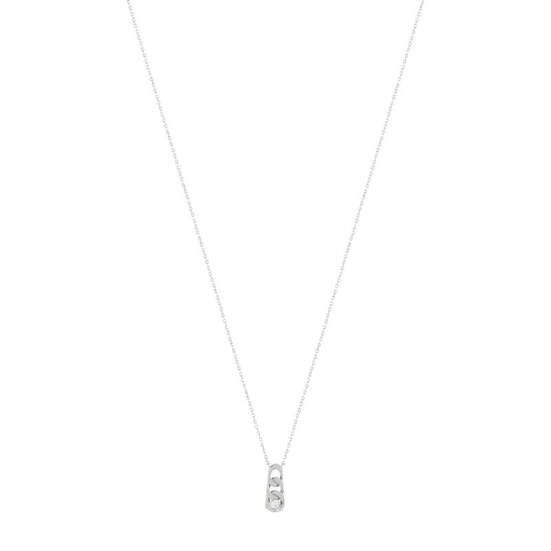 Collier argent 925 motif maille gourmette zirconia 45 cm - vue 2