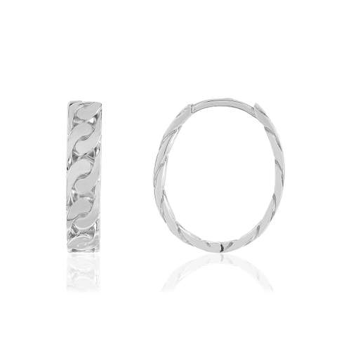 Créoles argent 925 ovales motif maille gourmette