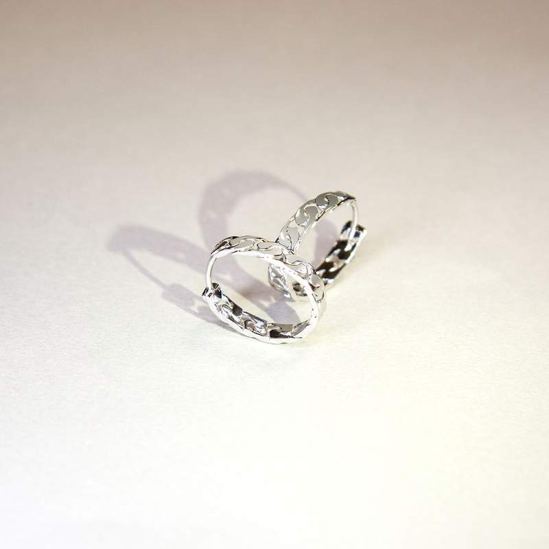 Créoles argent 925 ovales motif maille gourmette - vue D3
