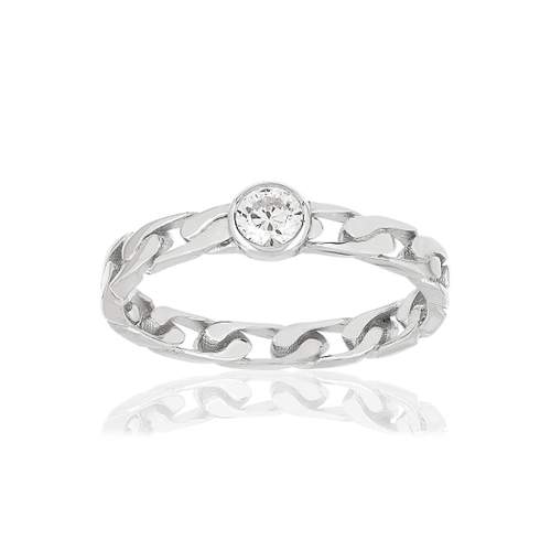 Bague argent 925 motif maille gourmette, zirconia