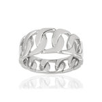 Bague argent 925, motif maille gourmette - vue 1