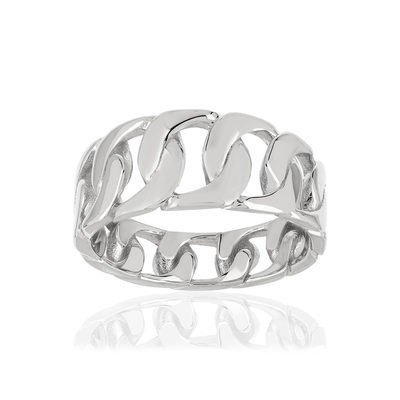 Bague argent 925, motif maille gourmette - vue 1