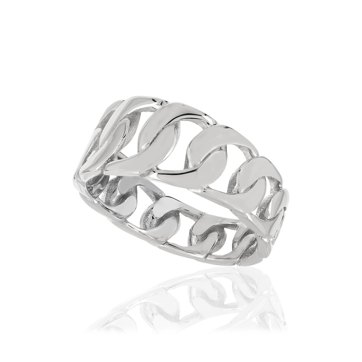 Bague argent 925, motif maille gourmette - vue D1