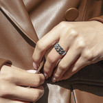 Bague argent 925, motif maille gourmette - vue porté 2