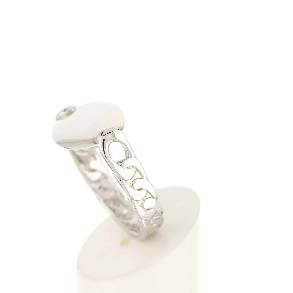 Bague argent 925, plaque ovale, motif maille gourmette - vue 5
