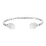 Bracelet rigide argent 925, plaques ovales, motif maille gourmette - vue 1