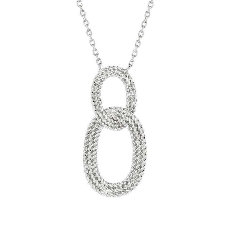 Collier argent 925, anneaux entrelacé 45 cm - vue 1