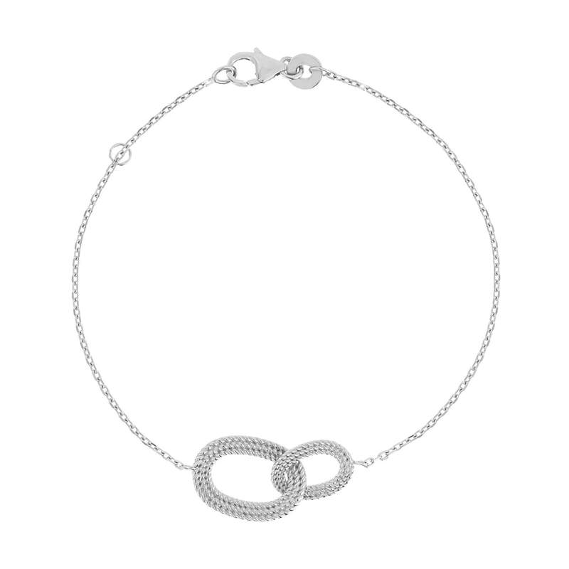 Bracelet argent 925, anneaux entrelacés 18 cm. - vue 1