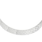 Collier maille plate argent 925 style Cléopâtre diamanté 44 cm - vue 1