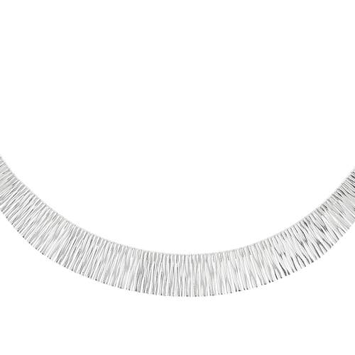 Collier maille plate argent 925 style Cléopâtre diamanté 44 cm