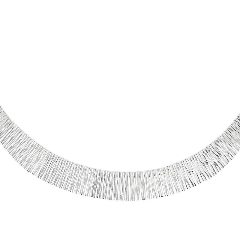 Collier maille plate argent 925 style Cléopâtre diamanté 44 cm - vue 1