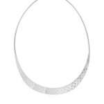 Collier maille plate argent 925 style Cléopâtre diamanté 44 cm - vue 2