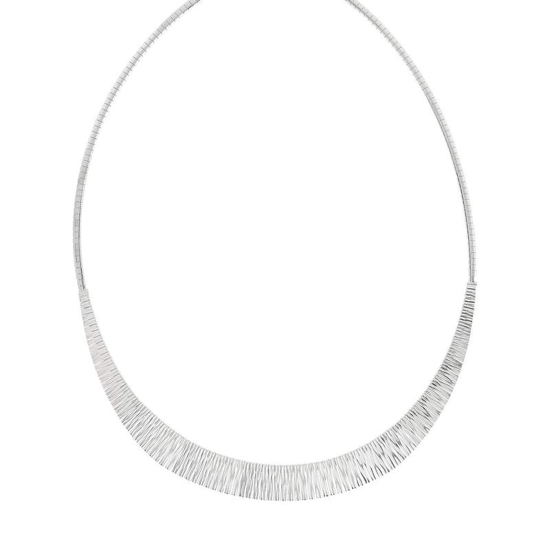 Collier maille plate argent 925 style Cléopâtre diamanté 44 cm - vue 2