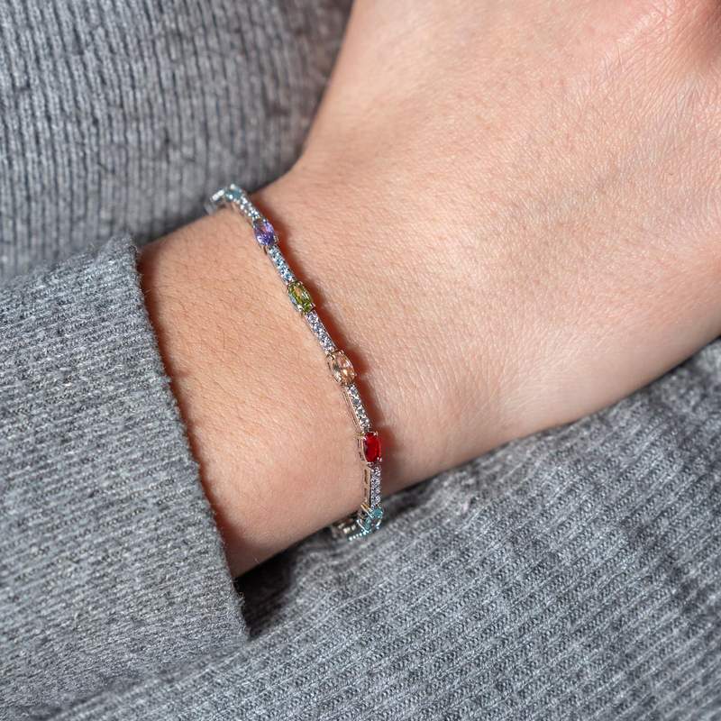 Bracelet argent zirconias 17 à 20 cm - vue porté 1