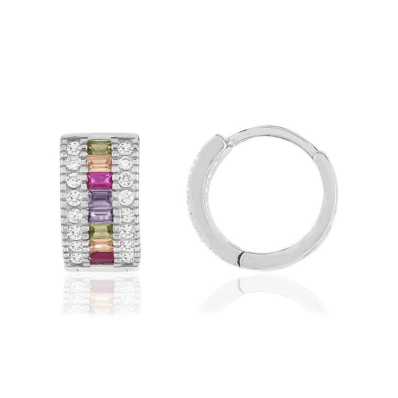 Créoles argent zirconias 15 mm - vue 1
