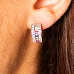 Créoles argent zirconias 15 mm - vue porté 2