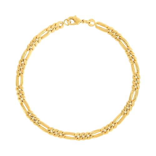 Bracelet plaqué or maille cheval alternée triple 19 cm