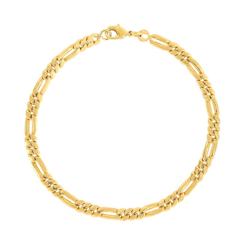 Bracelet plaqué or maille cheval alternée triple 19 cm - vue 1