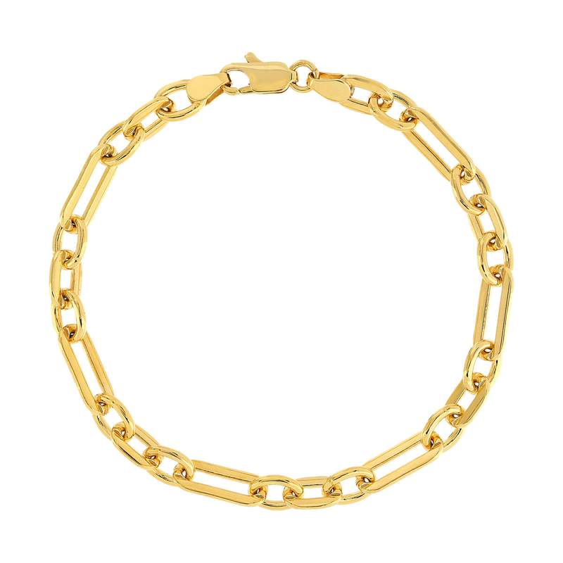 Bracelet plaqué or maille forçat allongée 19 cm - vue 1