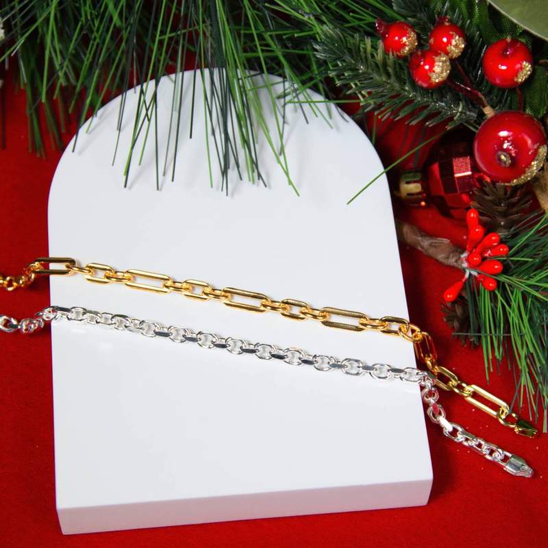 Bracelet plaqué or maille forçat allongée 19 cm - vue D2
