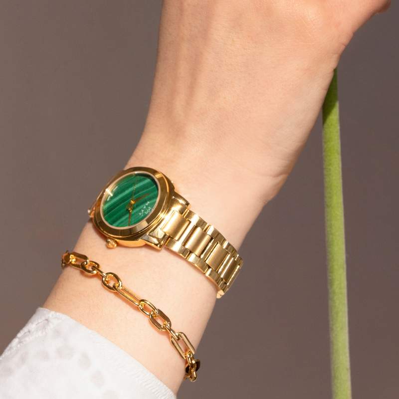 Bracelet plaqué or maille forçat allongée 19 cm - vue porté 1