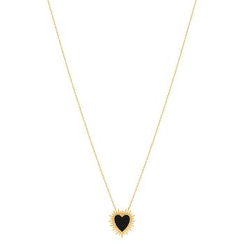Gold-plated agate heart necklace 45 cm