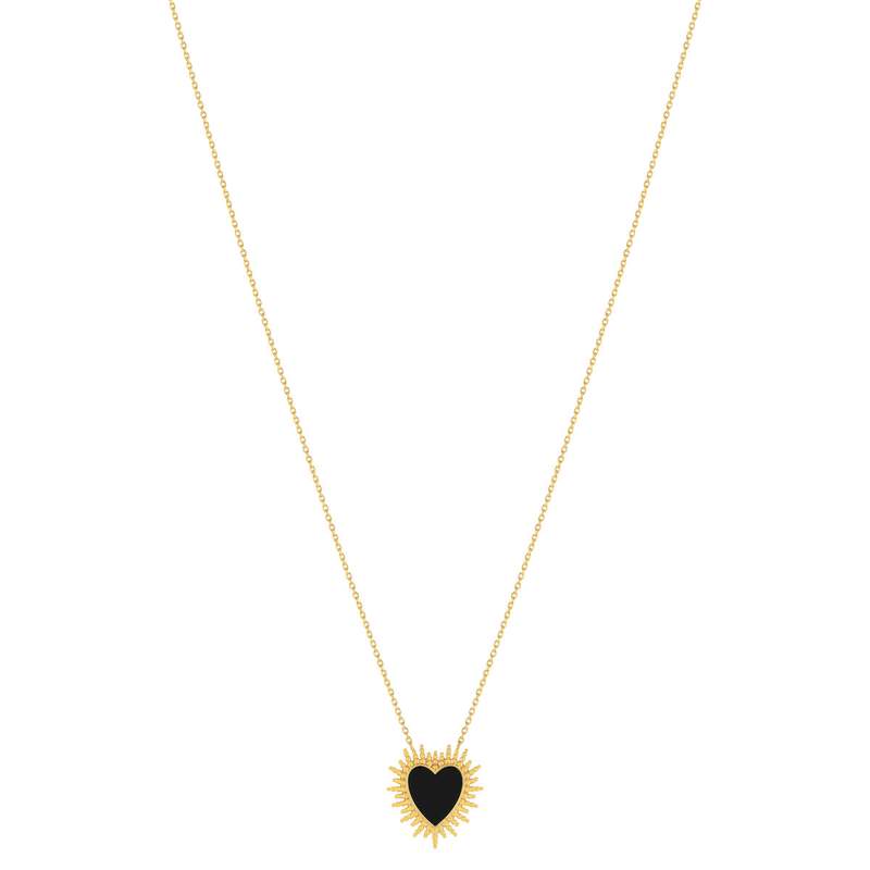 Collier plaqué or coeur agate 45 cm - vue 2