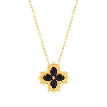 Gold-plated cross agate necklace 45 cm