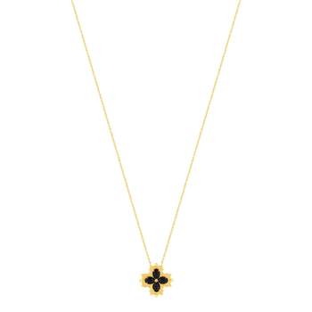 Gold-plated cross agate necklace 45 cm