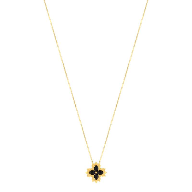 Collier plaqué or croix agates 45 cm - vue 2