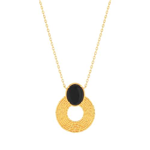 Collier plaqué or agate 45 cm
