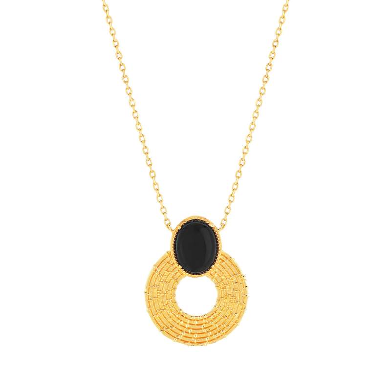 Collier plaqué or agate 45 cm - vue 1