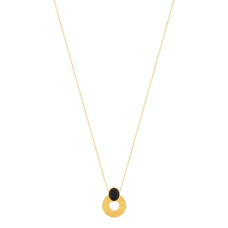 Collier plaqué or agate 45 cm - vue 2