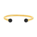 Bracelet jonc ouvert plaque or agates 60 mm - vue 1