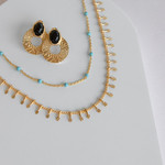 Boucles d'oreilles plaqué or agates - vue D1