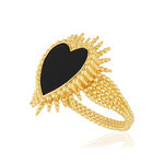 Bague plaqué or coeur agate - vue D1